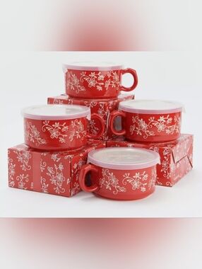 Temp-tations Floral Lace Set of 4 Meal Mugs